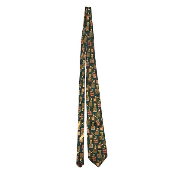 Salvatore Ferragamo Mens Green Lion Lioness Designer Silk Neck Tie Luxury - Picture 1 of 13